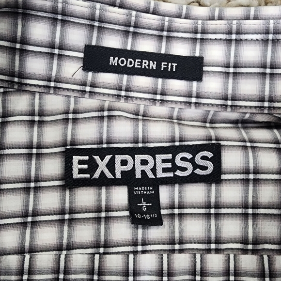 Express Modern Fit Plaid Button Down Shirt Size Large - Picture 4 of 8